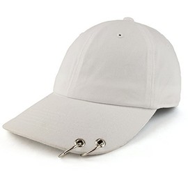 Trendy Apparel Shop Two Rings Pierced Plain Cotton Unstructured Adjustable Dad Hat - White