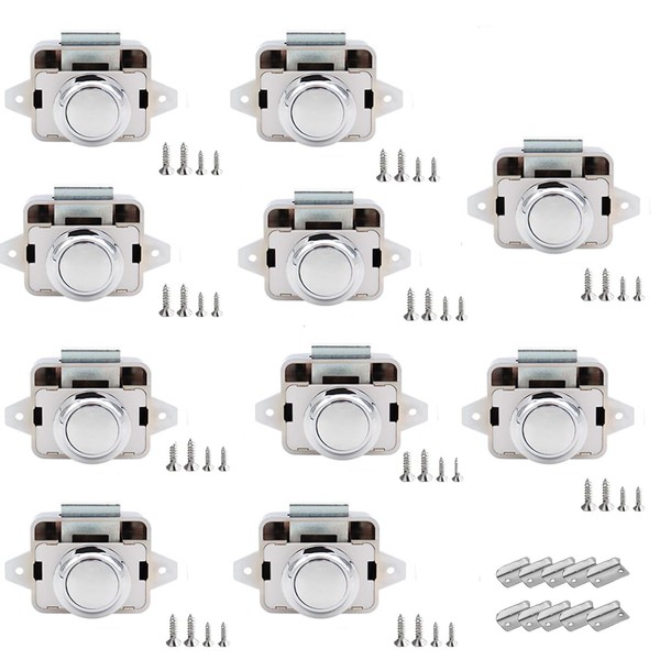 TOOSOAR Pack of 10 Push Button Catch Door Lock, Door