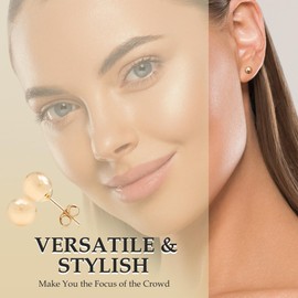 A&M 14k Gold Ball Stud Earrings - Lightweight Gold Studs Earrings for Women - Comfortable for Daily Wear Hypoallergenic Earrings with Secure Post Back - Sizes 3MM–8MM (Yellow Gold, 4MM)