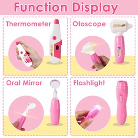 BUYGER Girls Toys Doctor Nurse Vet Set Toys for 3 Year Old Girls Gifts Medical Carry Case Pretend Role Play Toy Stethoscope with Lights Sounds