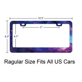 Cosmic Background with a Blue Purple Nebula and Stars Pattern Decorative License Plate Frames Rust-Proof Stainless Steel License Plate Cover for Men Women 12.3 X 6.3 Inch License Plate Holder-DATANSEN