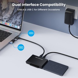ULXUUUN Hard Drive Reader USB 3.0 to SATA IDE Adapter，IDE SATA to USB + Type C External Data Recovery Converter Kit for Universal 2.5 3.5 HDD SSD Hard Drive Disk, with 12V/2A Power Adapter