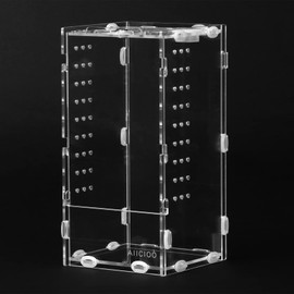 AIICIOO Snail Terrarium Acrylic Reptile Terrarium Mini Reptile Transport Box Plastic Reptile Box for Snails Spiders Lizards Scorpions Beetles (20 x 10 x 10 cm)