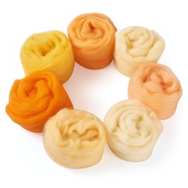 Bestewelry 1.23oz Wool Roving Yarn Orange Needle Felting Wool 7 Colors Soft Spinning Felting Wool Supplies for DIY Crafts Felting Blending Weaving Hand Spinning