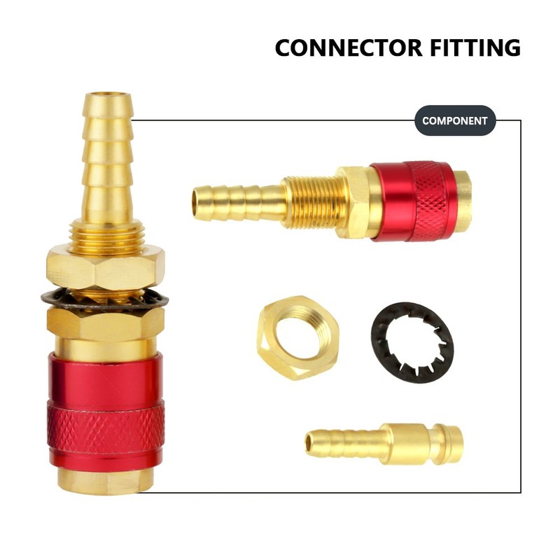 2 pieces 8 mm water-cooled and gas adapter, quick coupling,
