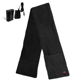 Aheata 7V Battery Heated Fleece Scarf - 3500 mAH Rechargeable Battery, Heated Clothing - Rapid Heating Technology Black