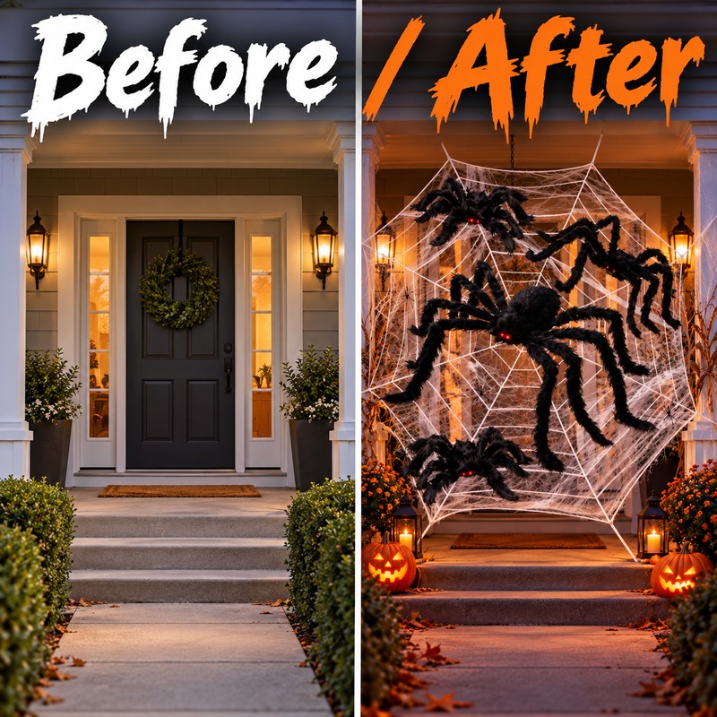 Giant Halloween Spider Decoration, Bendable Legs, Indoor Outdoor Yard Porch