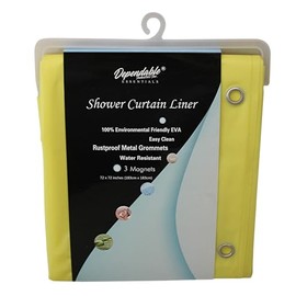 Dependable Industries inc. Essentials Premium 6 Guage EVA Shower Curtain Liner - PVC Free Magnetized Bottom Odorless with Rustproof Grommets (Yellow)
