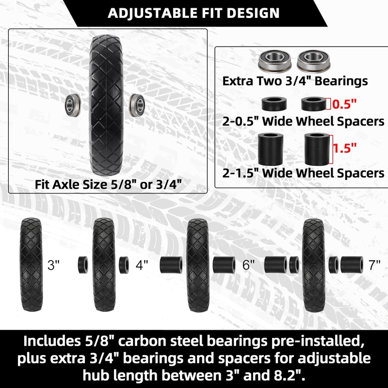 AR-PRO 2-Pack 4.80/4.00-8 Flat Free Tire and Wheel, 16-Inch Solid
