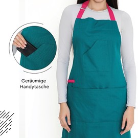 Encasa XO Adjustable Kitchen Cotton Apron With Pockets & Towel Holder Of Size 68x85 cm (Azul Blue) for Men & Women Chefs For Cooking & Baking in Home, Restaurants & Barbeque