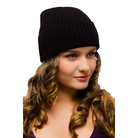 Knitted Winter hat Cuff Cuffed Golf Running - Beanie hat Man Woman - Woolly Beanies for Men Women - Woolly Wooly Woolley Wooley Wool Woollen Woolen Winter Ladies Mens Hats with Soft Knit (Black)