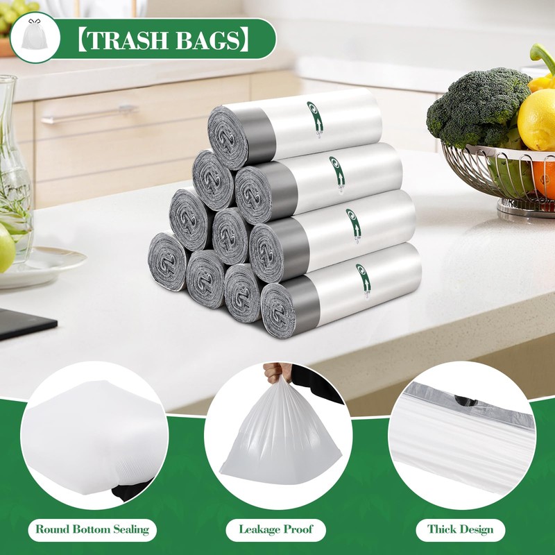 400 Counts 4 Gallon Trash Bag Drawstring Small Trash Bags,