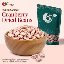 NY Spice Shop Cranberry Dried Beans - 5 Pound Dried Borlotti Beans - Romano Beans - All Natural Roman Cranberry (Borlotti) Beans - Great for Soups & Stews - High in Folate, Fiber, and Protein
