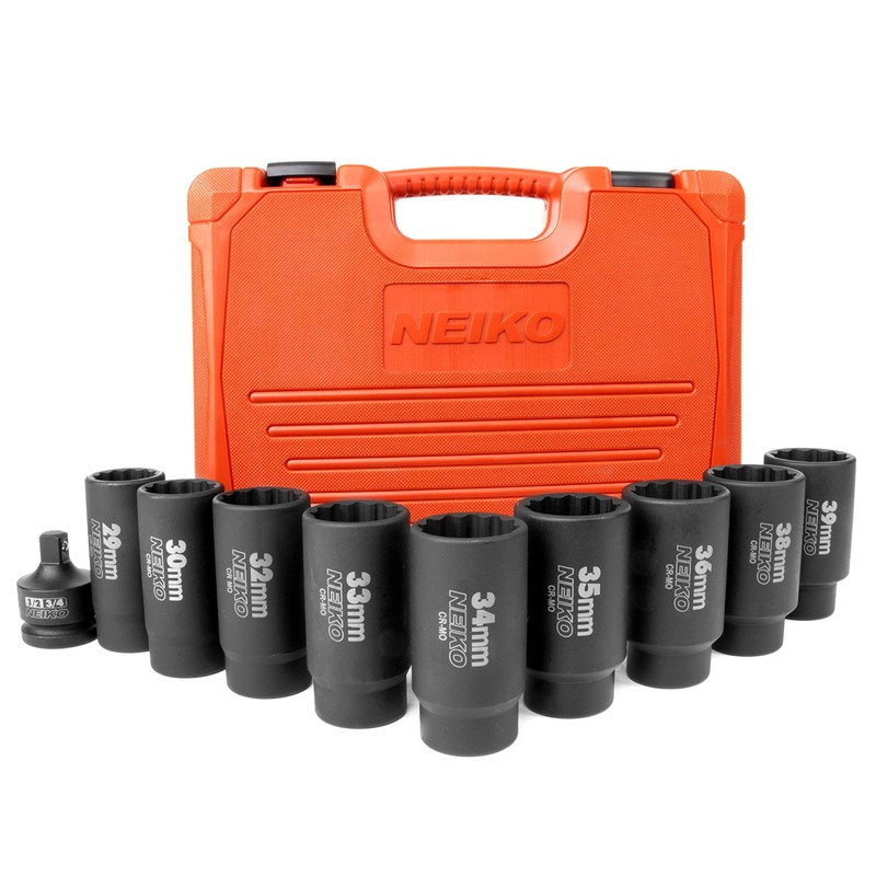 NEIKO 02531A 10 Piece 12 Point Socket Set 1/2” Drive,