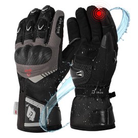 RIDEIRON Men's Winter Motorcycle Gloves, Warm & Waterproof, Touch Screen, Reinforced Zone, 3M Insulation for Cold Temperatures, M-XXL