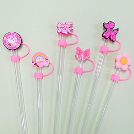 Bulk 10mm Colorful Straw Covers, 200pcs Lot of Cute Different Straw Toppers, Dust-proof and Reusable,Compatible with 30/40 Oz Drinking Tumbler Party Favors Gifts
