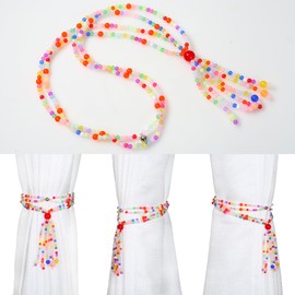 Magnetic Curtain Tiebacks - 2PCS Magnetic Curtain Tie Backs, Tie Backs For Curtains, Curtain Holdbacks, Beaded Curtain Tie Backs Crystal, Beaded Clavicle Necklace Curtain Tie Backs for Living Bedroom