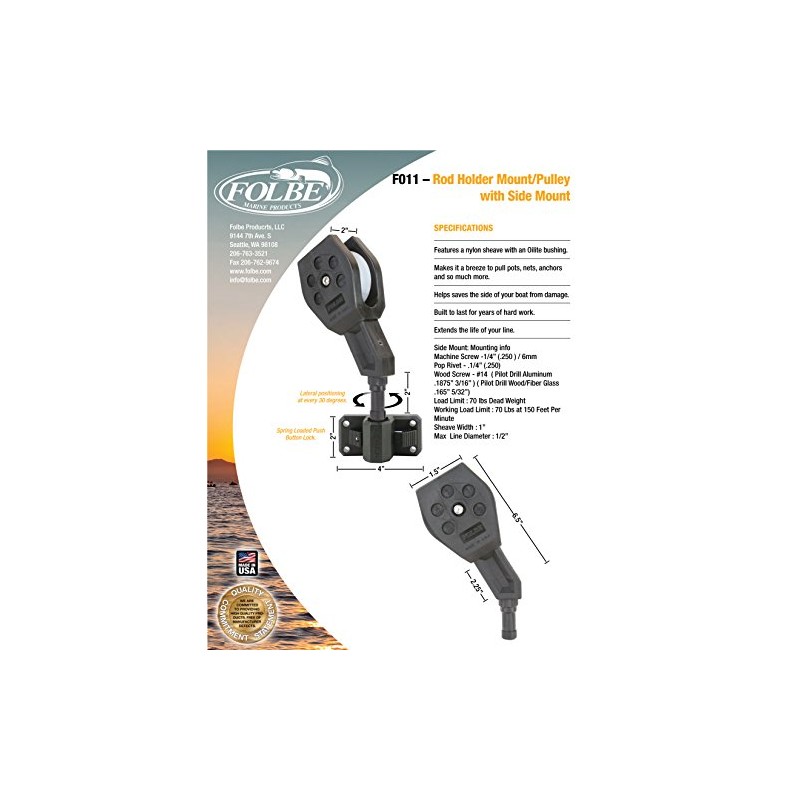 Folbe F011S - Removable Pulley with Auto-Locking Side Mount