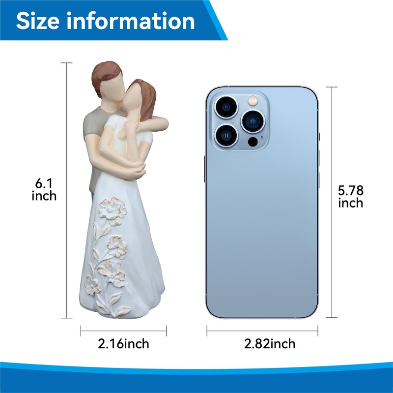 GZVDYG White Couple Embracing Resin Figurine, 6.1" H, Romantic Gifts