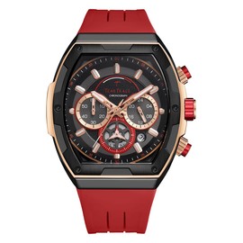 TEARTRACE Men's Watches with Silicone Strap Analog Quartz Waterproof Chronograph Luminous Tonneau Watches for Men, Big Face Sport Work Dress Unique Wrist Watch
