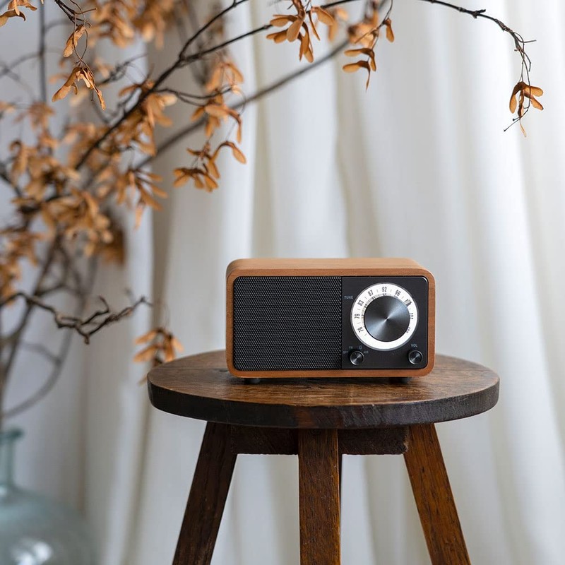 SANGEAN WR-301 FM Radio Bluetooth Speaker, Cherry / Dark Gray