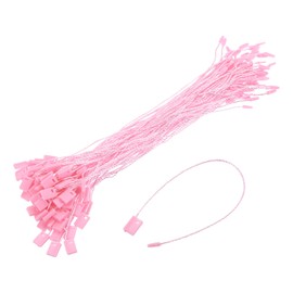 Sourcing Map 140Pcs Pink Nylon Plastic Hang Tag String 6.7Inch Snap Lock Pins Loop Price Tag Fastener Clothes Tags