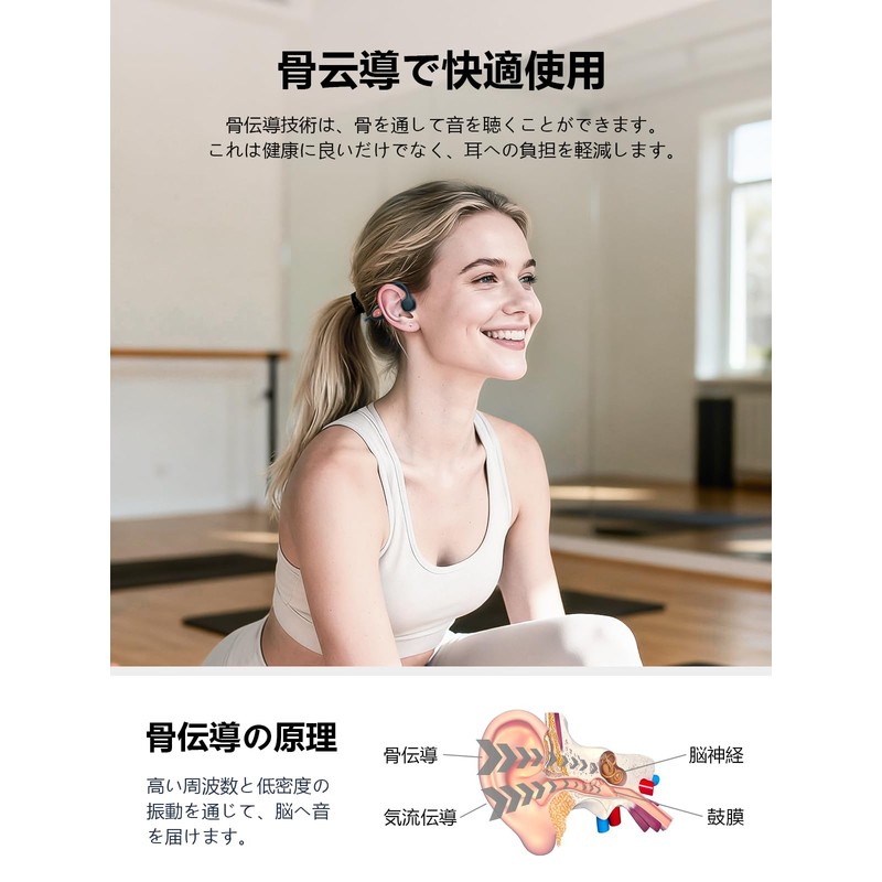 Bone Conduction Earphones, Wireless, Bluetooth 6.1, Open-Ear Headphones, Non-Blocking, Bluetooth