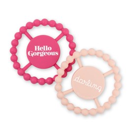 Bella Tunno Happy Teether 2pk – Soft & Easy Grip Baby Teether Toy, Silicone Teether Ring to Help Soothe Gums, Non-Toxic and BPA Free, Darling/Gorgeous