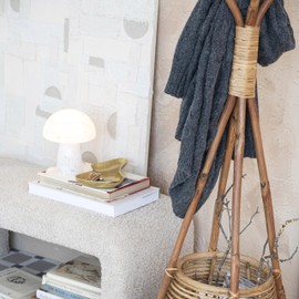 Bloomingville Round Blown Glass Mushroom Shaped Table Lamp with Inline Switch, White