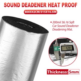 Roll Pack Sound Deadening Foam, Noise and Heat Shield Insulation Closed Cell PE Foam Vibration Dampening Material with Self Adhesive with Roller & 4 pcs Car Trim Removal Tools(200 mil 36.16 Sqft)