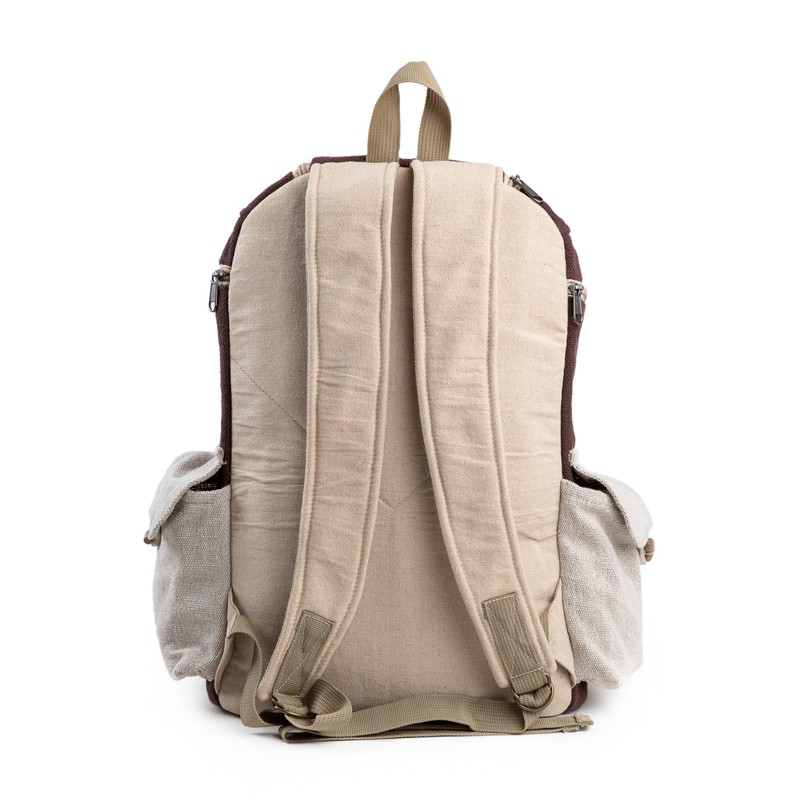 Large Hemp Backpack Multi 8 Functional Pocket Bag - Eco