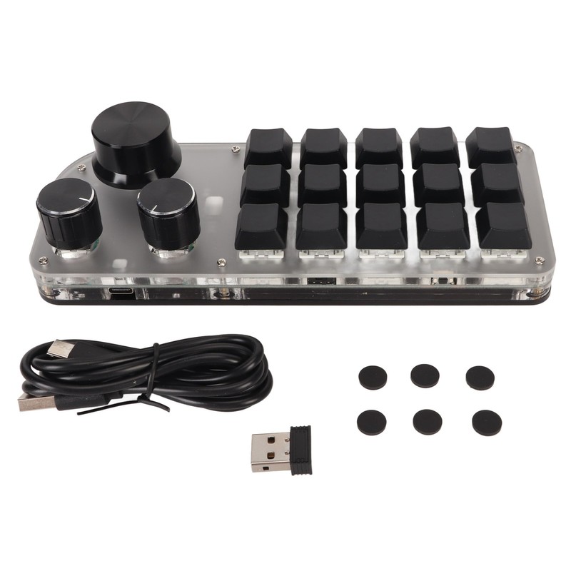 USB Mini 15 Key Keypad with 3 Knobs Type C