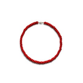 Vifaleno Natural Red Coral Necklace, 8 x 4 mm, 925 Silver Lobster Clasp, Approx. 43 cm Length, coral, No Gemstone