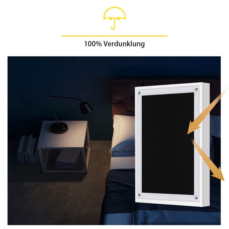 Eurohome 100% Blackout Skylight Roller Blind, No Drilling, Sun Protection,
