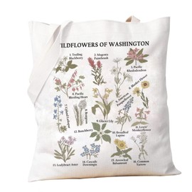 PXTIDY Wildflowers of Washington Tote Bag Floral Wildflowers Tote Bag Washington Travel Welcome Gifts