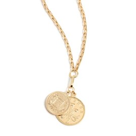 SHASHI Women's Double Coin Necklace, Gold, One Size