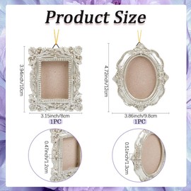 SOFPLATE 1 Box Vintage Resin Picture Frame Mini Antique Photo Frames Bulk Silver European Embossed Glossy Oval Rectangular Jewellery Display Frame for Wall Hanging Party Gift Favor Holiday Hotel Decor