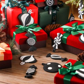 Panelee Christmas Tree Ornaments PVC Xmas Candy Cane Lollipop Ornament Christmas Hanging Decors Birthday Party Decoration Crafts for Holiday Xmas Tree Party (20, Black and White)