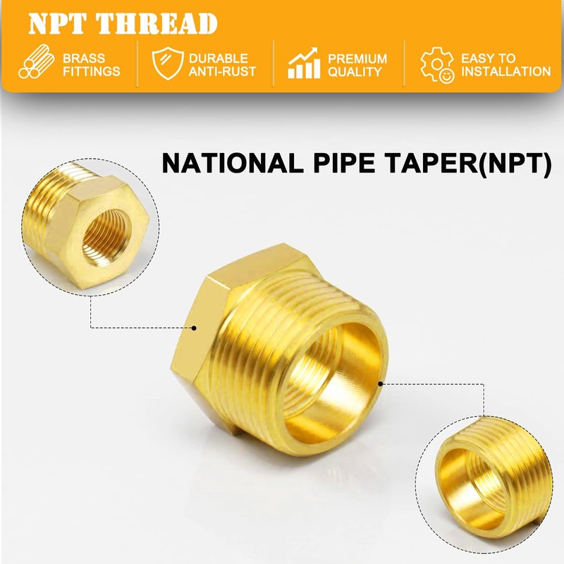 CAMNWAMN 66 PCS NPT Brass Pipe Fittings Assortment Kit, NPT