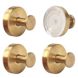 VirtuGro Pack of 4 Suction Cups with Hooks Towel Holder No Drilling Suction Hooks Extra Strong Max 5 kg Reusable Stainless Steel for Glass Door Bathroom Kitchen Smooth Window Gold