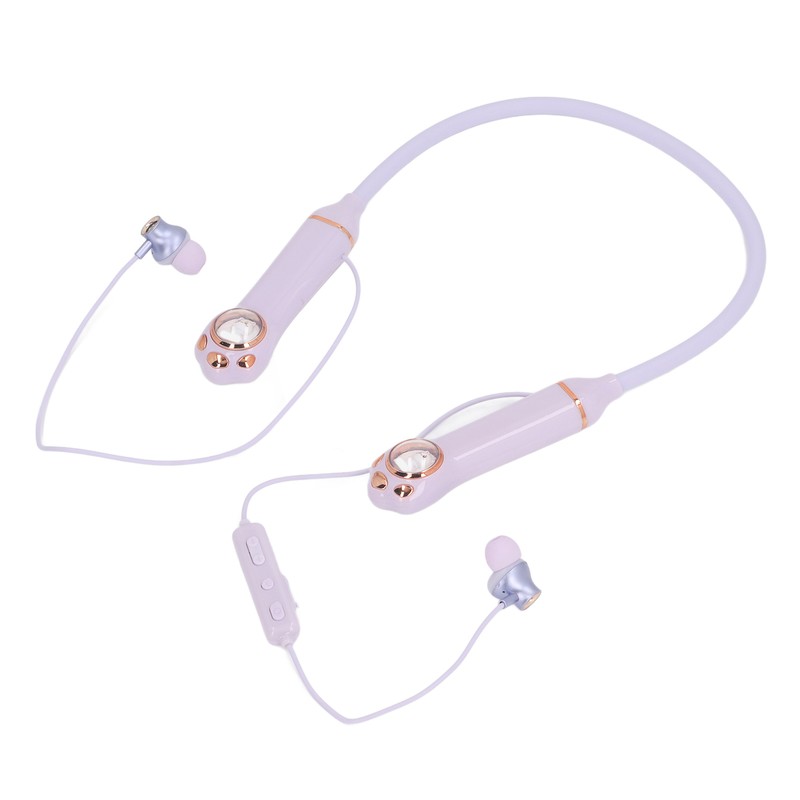 Neckband Earbuds IPX5 Bluetooth 5.3 Wireless Cat Pattern RGB Backlight