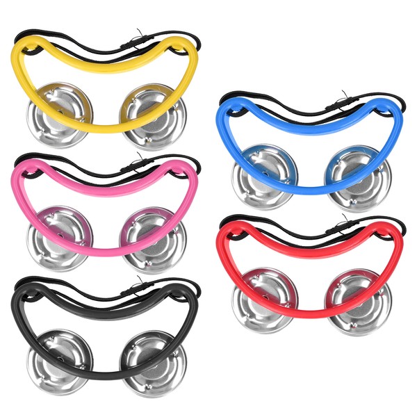 5Pcs Foot Tambourine 2‑Row Half Moon Shaped Metal Jingles Percussion