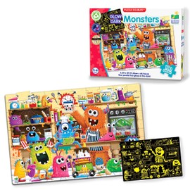 Learning Journey International Puzzle Doubles Glow in The Dark – Monsters – 100 Piece Glow in The Dark Preschool Puzzle (3 x 2 feet) – Educational Gifts for Kids Ages 3 and Up