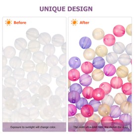 SEWACC 1000pcs UV Beads 8mm UV Color Changing Beads Sun Sensitive UV Reactive Beads Plastic Solar Beads for Necklace Jewelry Making (Random Color)