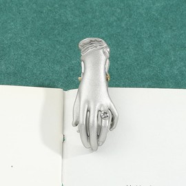 1pcs Retro Hand Women's Bookmark - Noble Metal Bookmark Clip, Small and Delicate Handwritten Bookmark Clip Stationery, Birthday Gift for Beautiful Girls, Christmas Gift for Women (Silver)