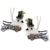 Snow Bird Ornaments -Set of 2 Sisal and Birch Bird