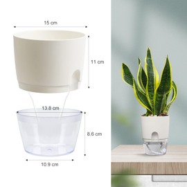 GiReich Kräutertopf Küche Set Fensterbank Selbstbewässernd, 3er Set Moderne Pflanztopf für Zimmerpflanzen mit Bewässerungssystem, Kräutergarten für die Küche,18.2X 11x 15.3 cm (Weiß)