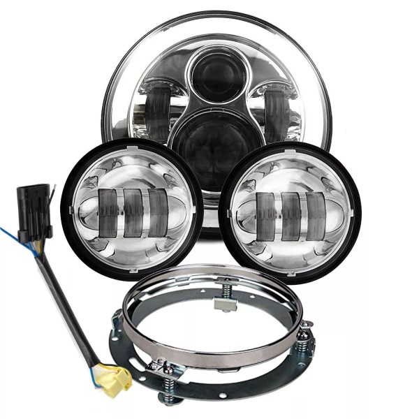 EXOTIC ACC016 7" CHROME DAYMAKER LED HEADLIGHT W/MATCHING PASSING LAMPS,