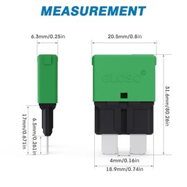 GLOSO GLOSO Circuit Breakers E37 Auto (T1) Reset Low Profile ATC/ATO - (20A - 20 Pack)
