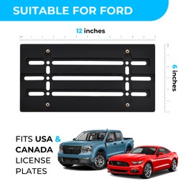 Front Bumper License Plate Bracket for Ford 2000-2025, Plate Holder Set w 6 Unique Screw Bolts & Wrench Kit, License Tag Mounting Kit, Quality Plate Holders, Premium Car & Truck Accessories